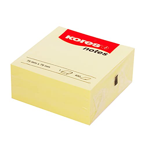 Kores Yellow Sticky Notes - 75x75mm, Pack of 400 Sheets Kores Yellow Sticky Notes - 75x75mm, Pack of 400 Sheets