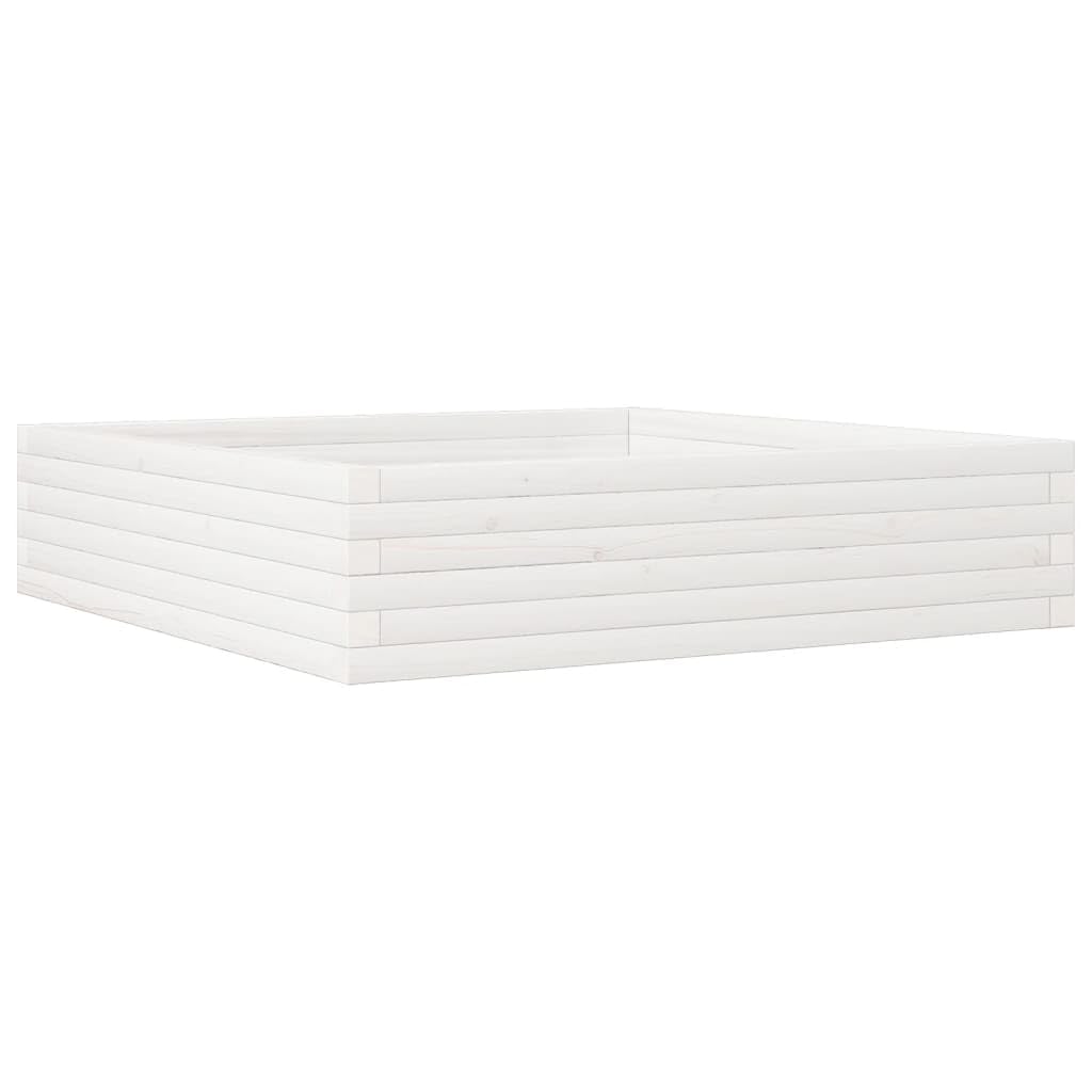 Jardinière surélevée blanche en pin 100x100 cm pour potager de terrasse