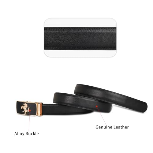 Image of Aurolran Men&Womens Leather Dress Belt Business Automatic Buckle Belt Color-Black Silver Gold