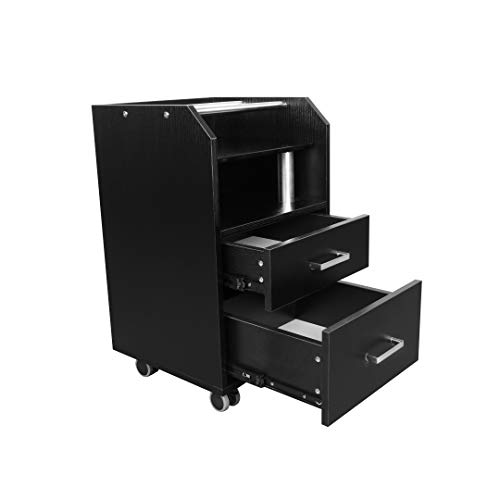 Image of Glass Glow Pedicure Trolley Black Cart for Nail Salon Furniture & Equipment