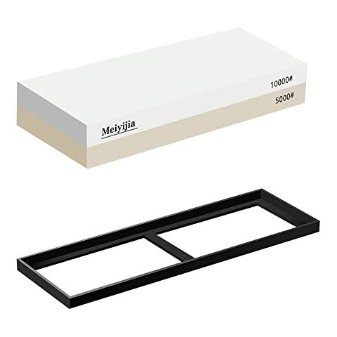 Meiyijia - Sharpening Stone, Premium Whetstone Waterstone Knife Sharpener Kit by, Non-Slip rubber Base,2 Side Grit,5000/10000 Cover