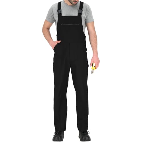 BWOLF Slater Pantalones con Peto de Trabajo para Hombre con Bolsillos Multifuncionales en muchos colores, Negro, M