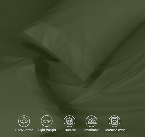 RUVANTI 100% Cotton Twin XL Sheet Sets, 3 Pieces, Soft & Breathable Percale Weave Bedding, Deep Pocket 16", Hotel Standard, Crisp Cool Feel, Durable, Perfect Size Dyed Sheets, Chive