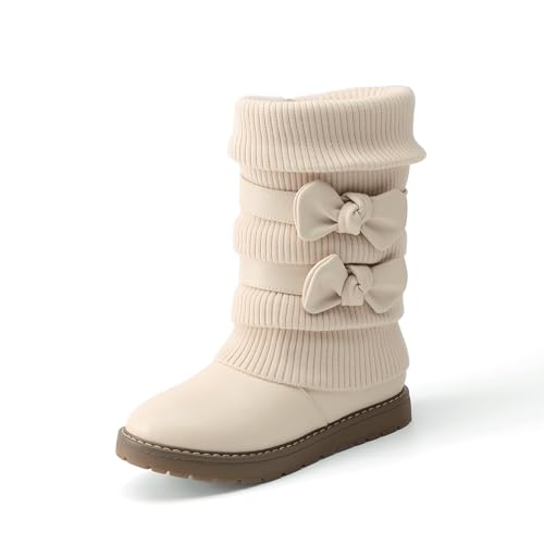 DREAM PAIRS Girl's Winter Snow Boots Faux Fur Lined Mid Calf Shoes 9 Toddler Apricot