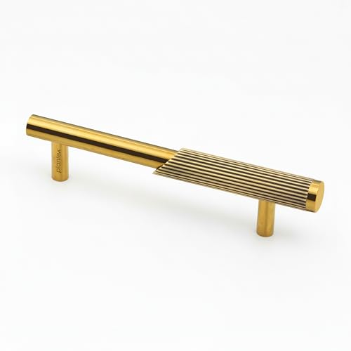 Image of Plantex Stainless Steel & Aluminium Cabinet Handle /96mm Wardrobe Door Handle /Cupboard Pull-Push Handles for Home /Office - Pack of 1 (Brass Antique & Gold)