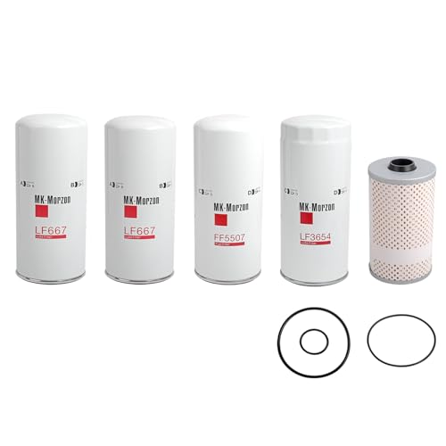 LF667(X2) LF3654 FF5507 FF5369 Fuel Oil Filter Kit Compatible with Volvo D12 D13 Oil Change Kit Replaces# 20972293 21707133 21707132