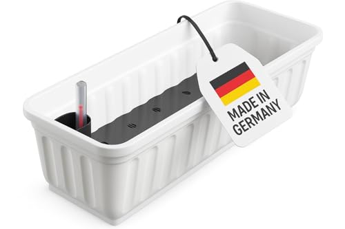 Alpfa Blumenkasten 100 cm weiß mit Wasserspeicher Made IN Germany