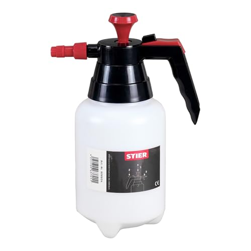 STIER Pumpsprühflasche für Bremsenreiniger mit Viton-Dichtung 1 L Fassungsvermögen Sprühflasche mit integrierter Pumpe verstellbare Düse für eine Vielzahl lösungsmittelhaltiger Produkte