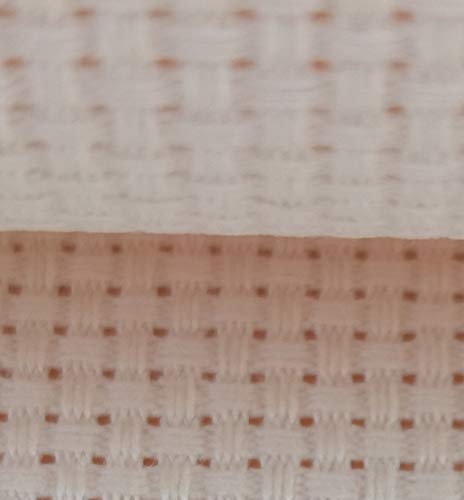 Image of 19 inch x 28 inch 11CT Counted Cotton Aida Cloth Cross Stitch Fabric (Cream)