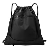 [Clair&Gina]スポーツバッグ ジムサック ナップサック バスケットボールバッグ メッシュ袋付 ボール収納袋 巾着袋 軽量 部活 多機能 大容量 (ブラック)