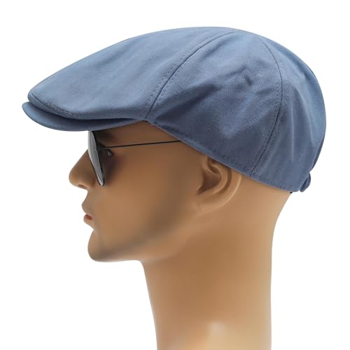 Image of ZLYC Men Cotton Flat Cap Summer Scally Ivy Gatsby Newsboy Beret Driver Cabbie Hunting Hat