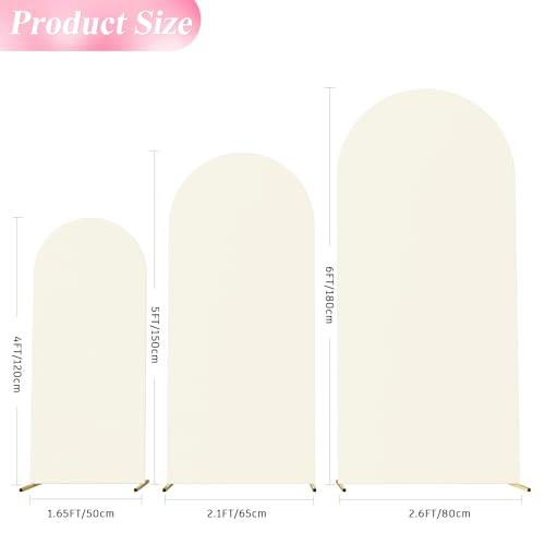 Image of Wokceer Wedding Arch Backdrop Cover Set of 3 Spandex Fitted Wedding Arch Stand Covers for Round Top Chiara Backdrop Stands Cover for Birthday Party Ceremony Banquet Decoration 4ft,5ft,6ft Ivory