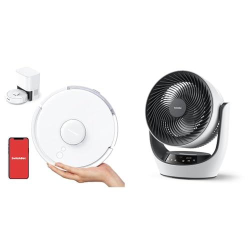 【セット買い】SwitchBot ロボット掃除機 K10+ 超小型 90日間自動ゴミ収集 高精度マッピング 2500pa強力吸引 水拭き 禁止エリア 静音設計 遠隔操作 自動充電 落下防止 2.4GWi-Fi対応 + 【節電対策】 サーキュレーター 静音