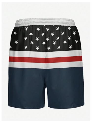 SweatyRocks Men's Color Block Swim Trunks Striped Star Print Beach Shorts Swimwear with Pockets2