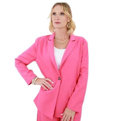 StyleMe Designs Women's Fuchsia Oversized Tailored Blazer2