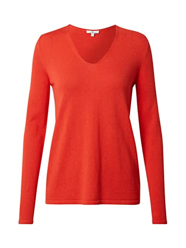 TOM TAILOR Damen Basic Strickpullover mit V-Ausschnitt, 11025 - Strong Red,...