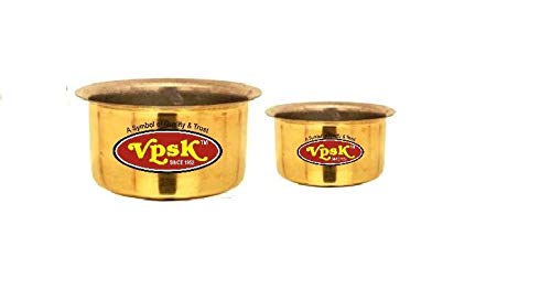 VPSK Heavy Pure Brass Tope/Bhaguna no :15, 16 Capacity :- 3.5 Liter, 4.75 Liter Set of 2 (Made in India)