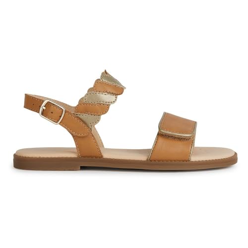Geox Girl's J Karly Sandal, Biscuit Platinum, 35 EU