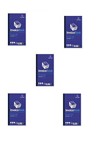 Challenge Carbonless Duplicate Invoice Book 100 Sets 210x130mm (Pack of 5) 100080526 + FINCHLEY Pen Free