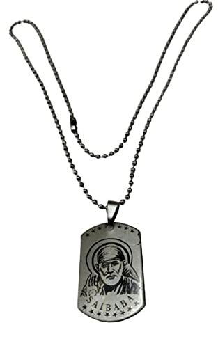 Beauty Tool (Sai Baba) Locket With Chain Stainless Steel Chain for Boys and Girls Pendant Set. |pack of 1 |(silver color)