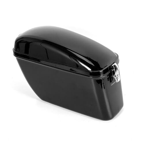 Alforja dura universal grande para motocicleta, compatible con Yamaha Cruiser, color negro, incluye hardware de montaje y llaves miniatura 2