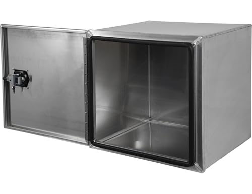Image of Buyers Products 1705395 Pro Series 18x18x18 Smooth Aluminum Underbody Truck Tool Box, Single Barn Door, Compression Latch, 0.125 in Thick, Rain Gutter & Bulb Seal, Bolt-On Stainless Hinge
