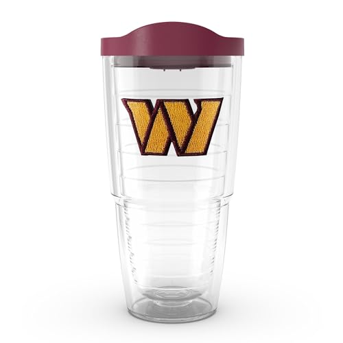 Image of Tervis Classic Tritan 24oz Tumbler with Travel Lid | NFL Washington Commanders - Embroidered Emblem | Made in America, BPA /PFAS Free, Keeps Drinks Hot or Cold