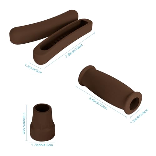 Image of Replacement Crutch Pads and Hand Grips and Crutch Tips for Armpits Handle Cover and Foot Pad Crutches Accessories Kit 6 PCS (Coffee)