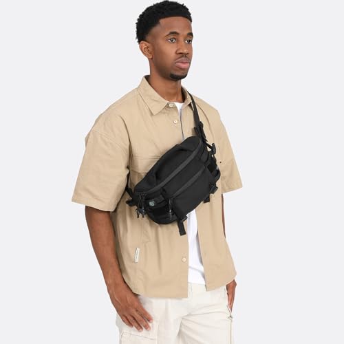 Sling Backpack Crossbody Sling Bag Chest Bag Daypack Fanny Pack For Men Women Waterproof Casual Pack Sling Bag for Tactical Outdoors Hiking Traveling Running Sport Work (Black)3