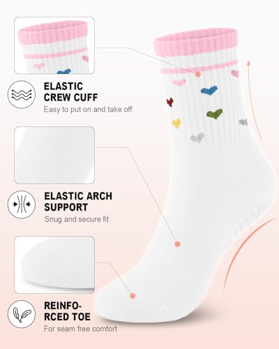 Image of Aoliks 6 Pairs Pilates Grip Socks for Women, Non-slip Yoga Athletic Socks for Barre Ballet Barefoot Workout Hospital