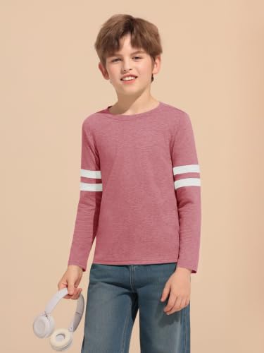 Image of Haloumoning Boys Long Sleeve Shirts Kids Crewneck T Shirts Casual Striped Tops Tees 5-14 Years