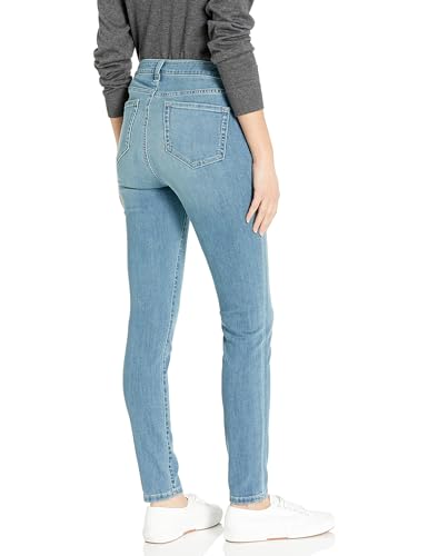 Amazon Essentials Damen Elastische Skinny-Jeans Mittelhoher Bund - Auslaufmodell, Hellblau Gebleicht, 46