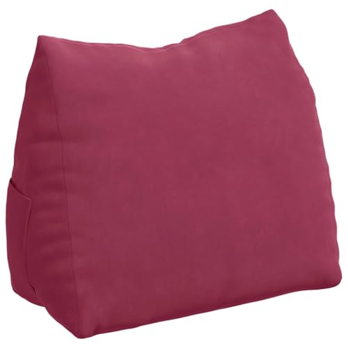 Qnhdfrt Cojín de respaldo de color rojo vino, 60 x 20 x 50 cm, cómodo cojín de lectura de pana suave, respaldo ergonómico para sofá, cama y silla, con funda extraíble