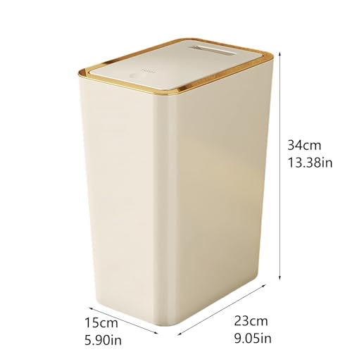 Caneca de basura rectangular compacta de 10 litros beige miniatura 2