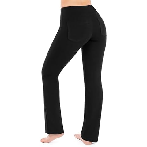 Nirlon Yoga Pants with Pockets - Yoga Pants with Pockets for Women Soft & Breathable Leggings with Pockets Regular & Plus Size Workout Leggings with Pockets (3XL 30" Inseam, Black) Cover