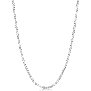 Fiusem Silver Tone Wheat Chain Necklace for Men, 2.5mm Mens Chain Necklaces, Stainless Steel Necklace Chains for Men and Women, Men Necklace 16-28 Inch