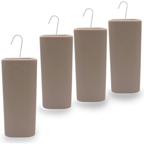 Paluplus Set 4 Evaporatori d'acqua per termosifoni in Ceramica, misura 8x4x19 cm, Umidificatore con motivo PUNTINI e gancio a forma di S -5674 (Tortora)