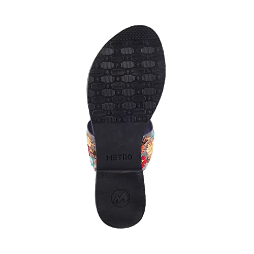 Image of Metro Women's Flat Floral Embellished Fashion Kolhapuri Chappal Sandals