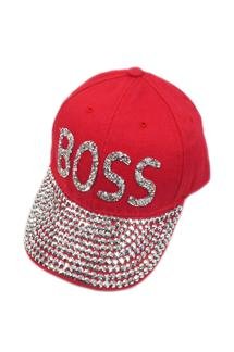 Women's Fashion Design BOSS Embellished Rhinestone Fuzzy Cotton Cap