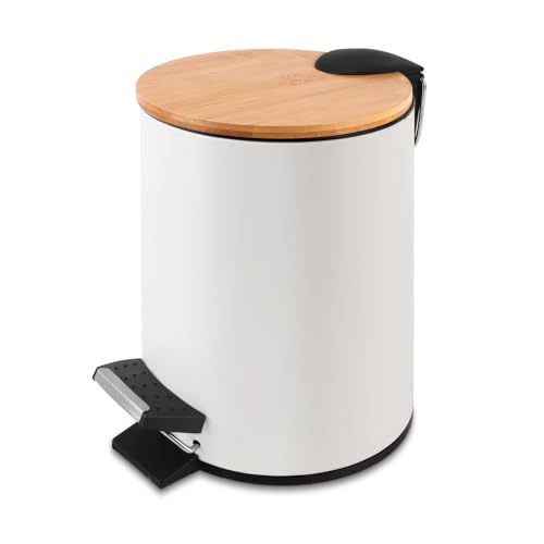 Cubo de basura para baño de 3 litros con tapa de madera, cubo de ...
