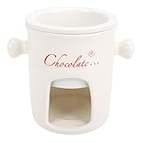 Luqeeg Chocolate Melting Cup, Ceramic Fondue Mug with Fork, Tea Light Heating Chocolate Melting Pot Butter Warmer MeltingCup for Ice Cream Cheese Caramel Fruits Marshmallows (White)