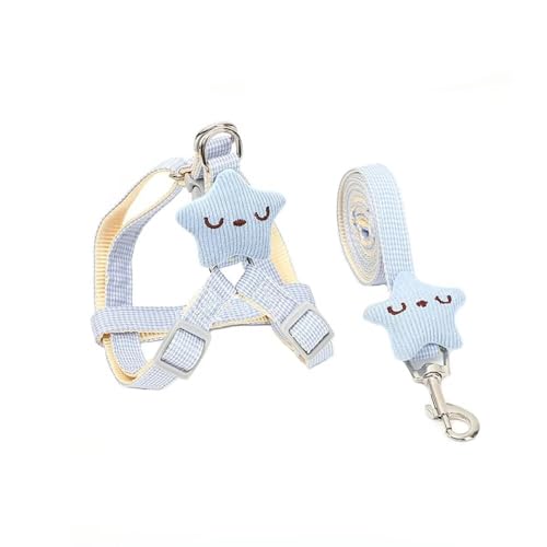 Yucahype ペット犬 猫 用 ハーネス 犬猫兼用 首輪 リード 軽量 調整可能 簡単着脱 おしゃれ 可愛い チェック柄 人気 超小型犬 小型犬 中型犬 子犬 猫 散歩/訓練(S ブルー)