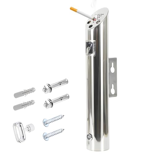Aschenbecher Wandmontage, Aschenbecher Edelstahl Wandaschenbecher mit Schloss, Aschenbecher für den Außenbereich, für Terrasse, Restaurant, Hotel und Büro