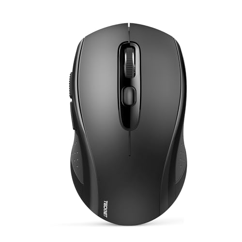 TECKNET Bluetooth Mouse 4000DPI Wireless Mice for Laptop 2-in-1(BT 5.0/3.0+2.4Ghz) Computer Portable PC Mouse Wireless with USB Receiver for Mac (USB-A+Bluetooth) Black