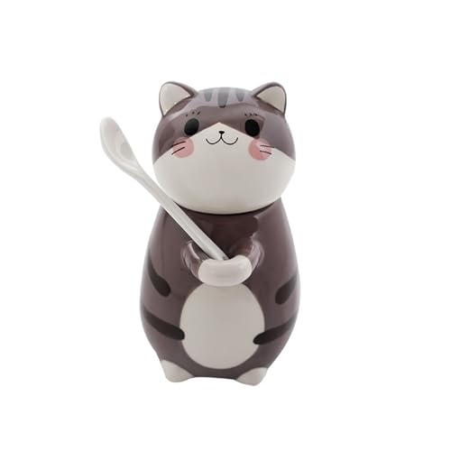 Xfeyaqlo 300ml Tazas Espresso Ceramica, Taza Gato, Tazas Café Cappuccino, Adecuado para El Hogar, La Oficina, Es Una Buena Opción de Regalo (Negro-Marrón)