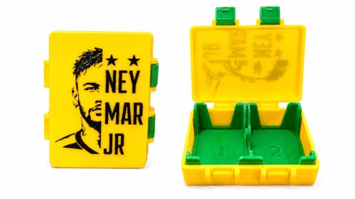 Porta Figurinhas Neymar Jr Personalizado, com 2 Divisórias, em PLA Premium, Amarelo e Verde