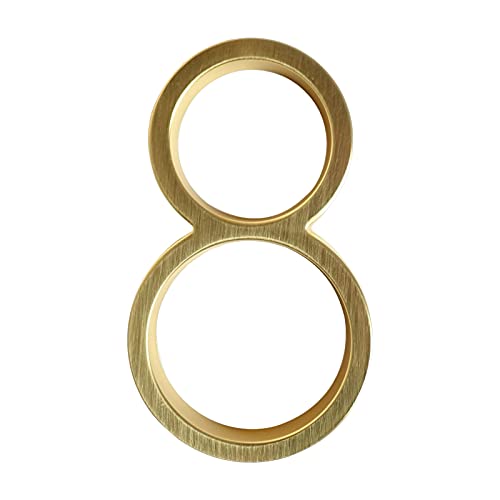 Numéro de porte doré 125mm en laiton satiné élégant effet flottant