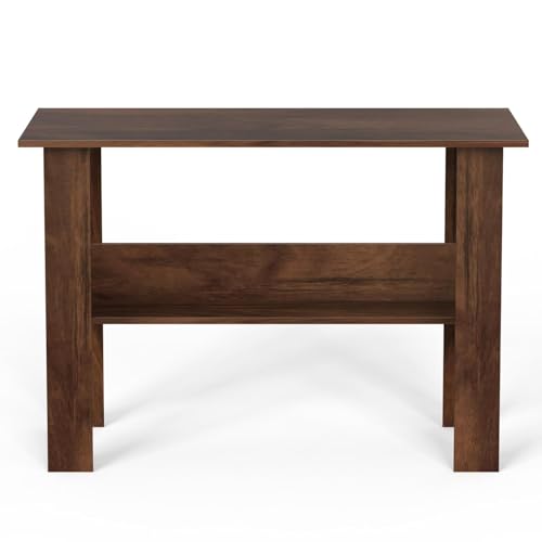 Image of Furniture Cafe Modern Computer Desk with Storage Shelf - Study Writing Table for Home Office and Bedroom (Wenge)