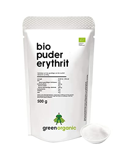 BIO ERYTHRIT-PUDER - lower-carb, Puderzucker-Alternative, kalorienarm, Zuckeralternative für Diät und zum Abnehmen, light, zahn-freundlich, 190 g, GreenOrganic Cover