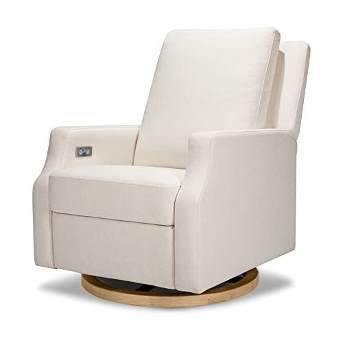 NAMESAKE Crewe Electric Power Recliner, Swivel Nursery Chair w/USB Ports - Water & Stain Resistant Electric Recliner Chairs for Adults - GREENGUARD Gold Certified, 270° Swivel Rocker Recliner, Cream